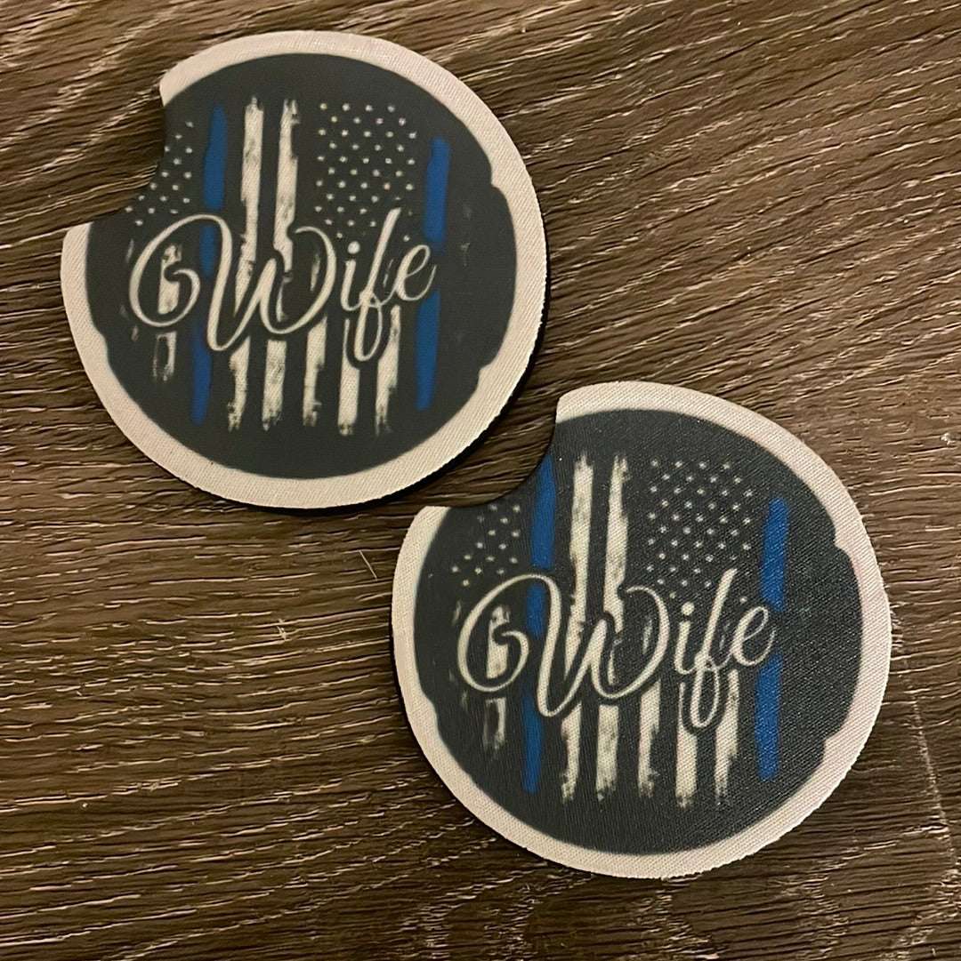 Police Wife Car Coasters staytruedesignco