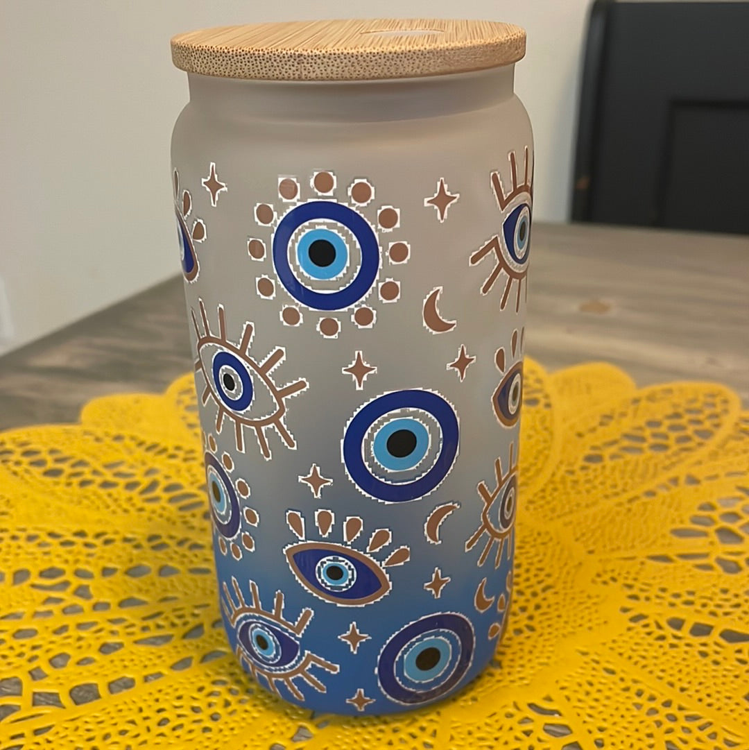 Evil Eye Glass Can Cup