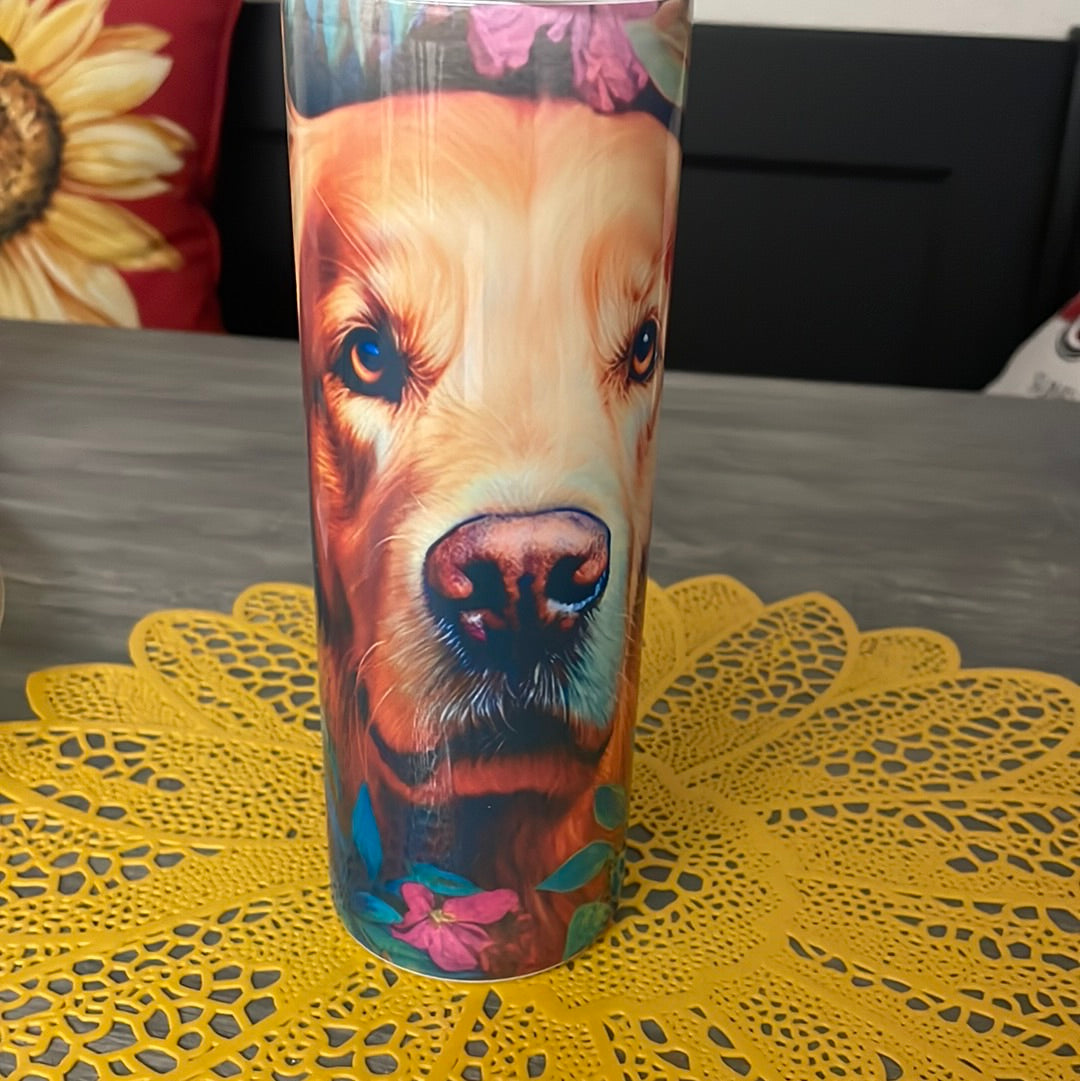 Golden Floral Tumbler