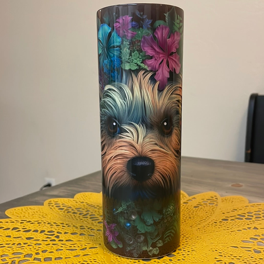 Floral Yorkie Tumbler